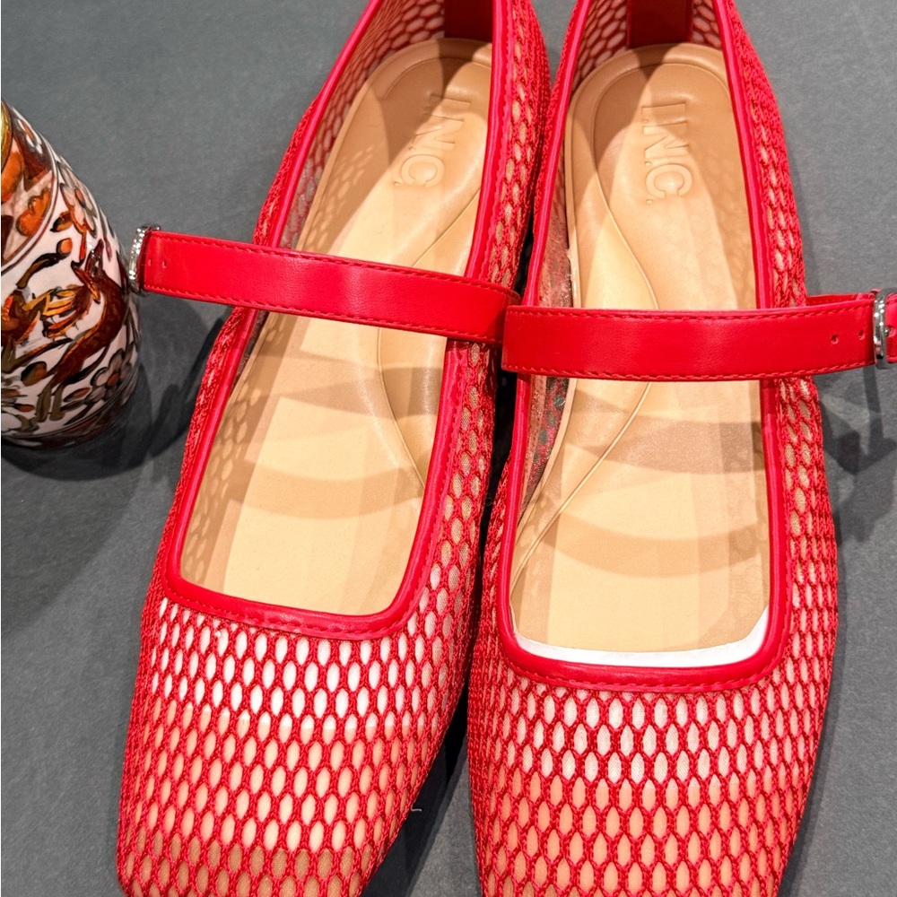 INC International Concepts Red Mesh Flats - Picture 2 of 14